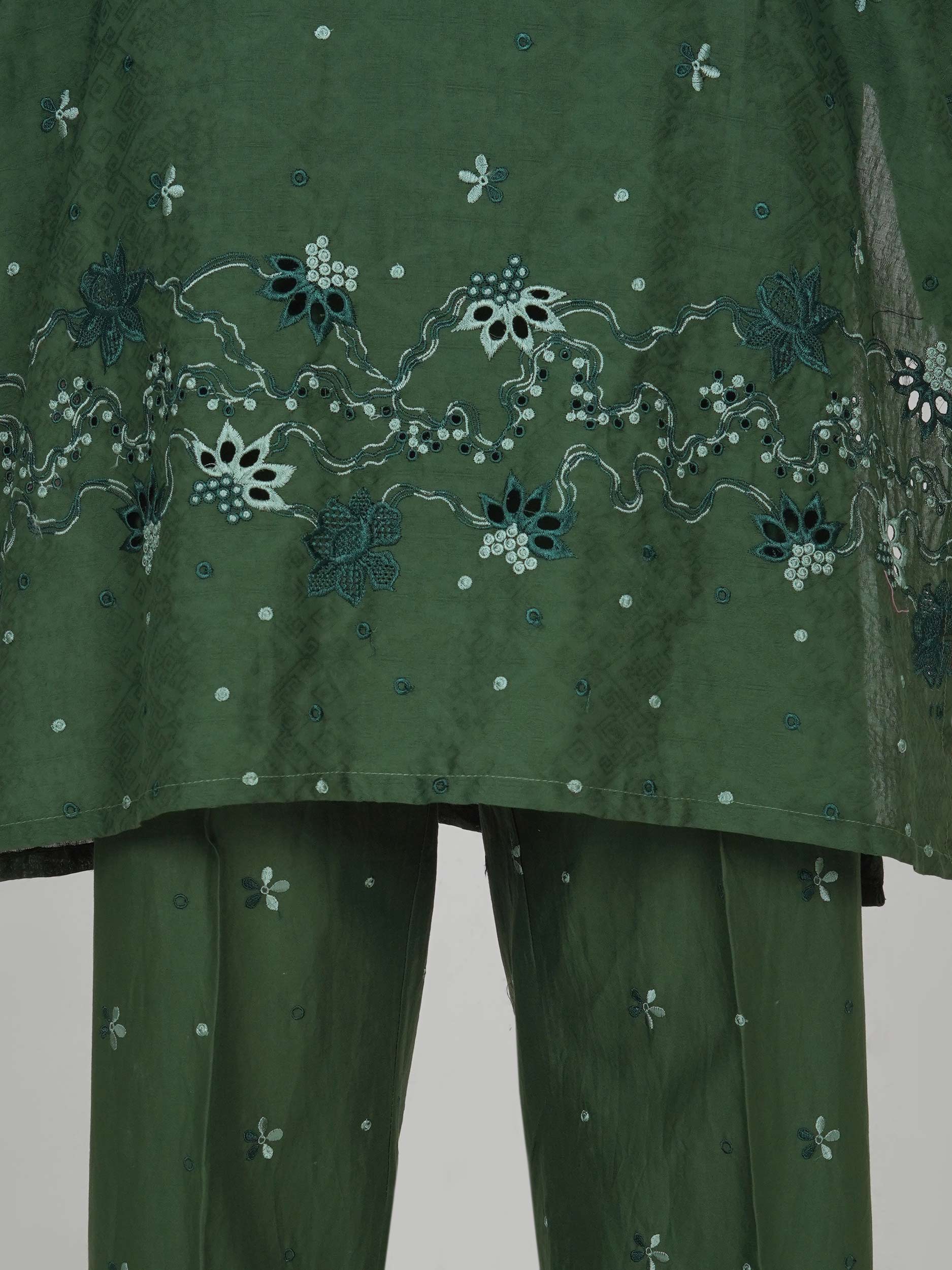 2 Piece Self Jacquard Suit- Embroidered (Pret)