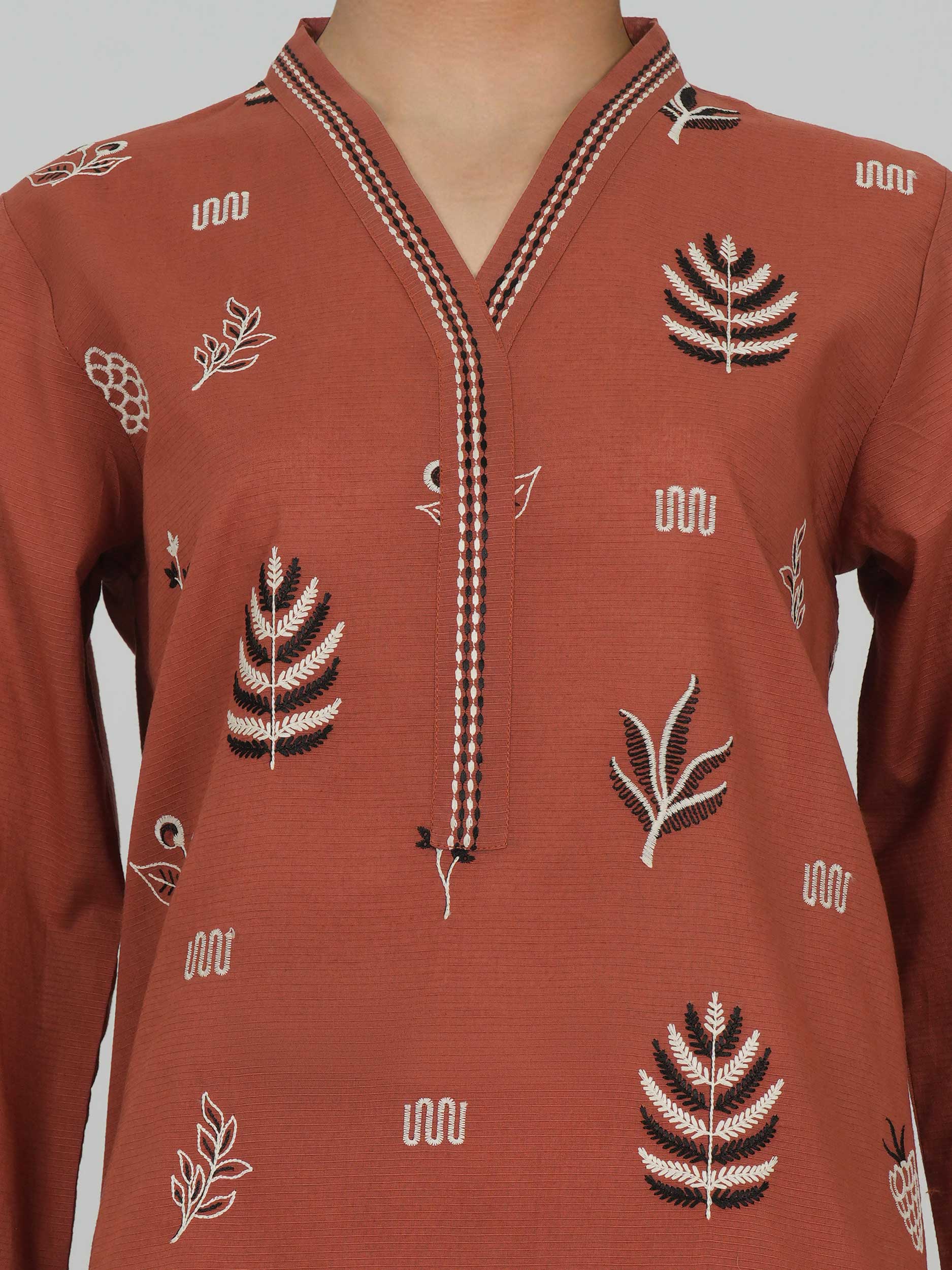 2 Piece Lawn Texture Suit- Embroidered (Pret)
