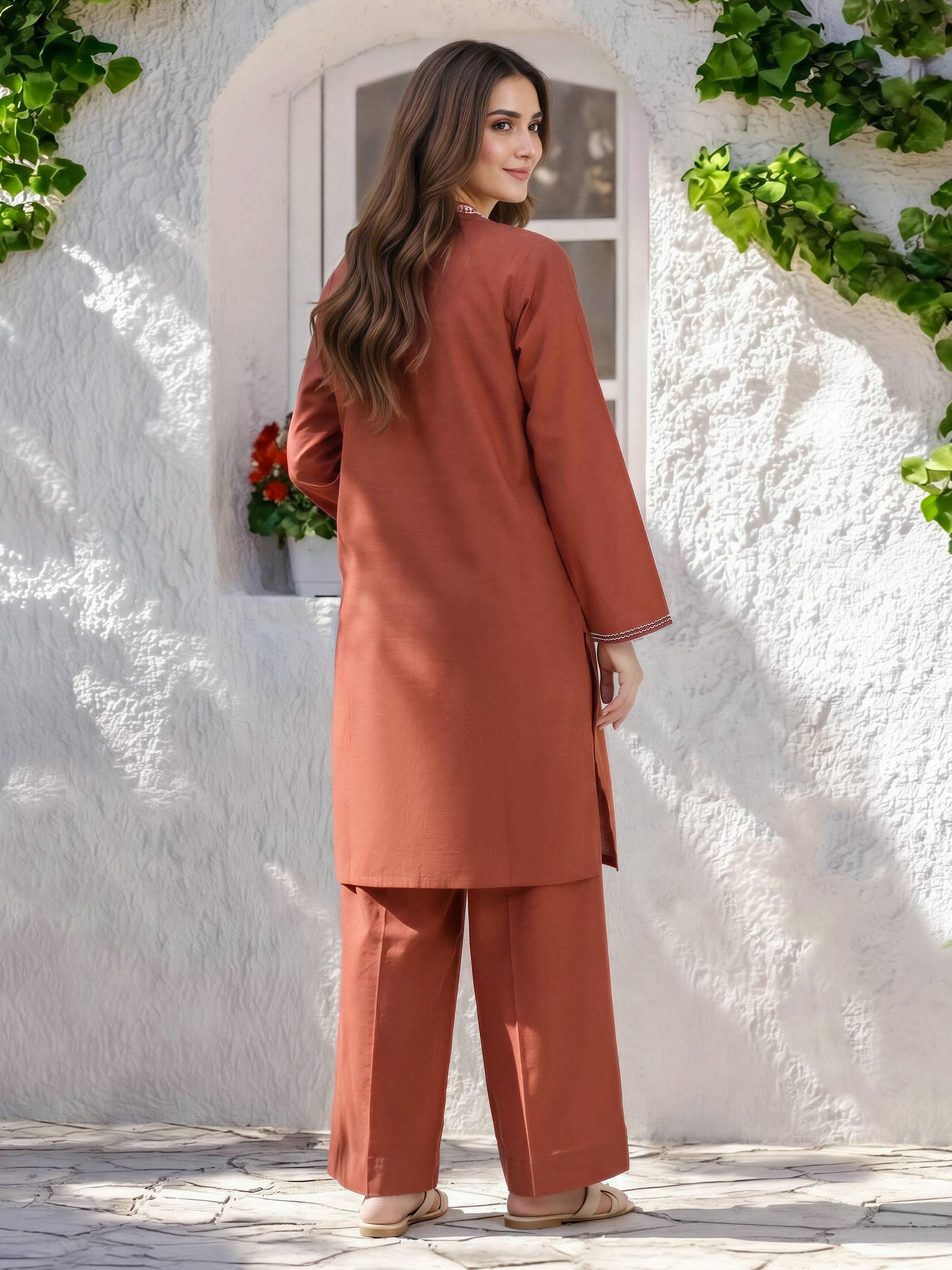 2 Piece Lawn Texture Suit- Embroidered (Pret)