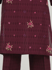 2 Piece Self Jacquard Suit- Embroidered (Pret)