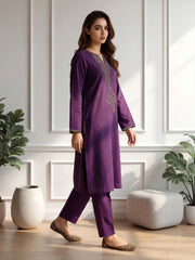 2 Piece Self Jacquard Suit- Embroidered (Pret)