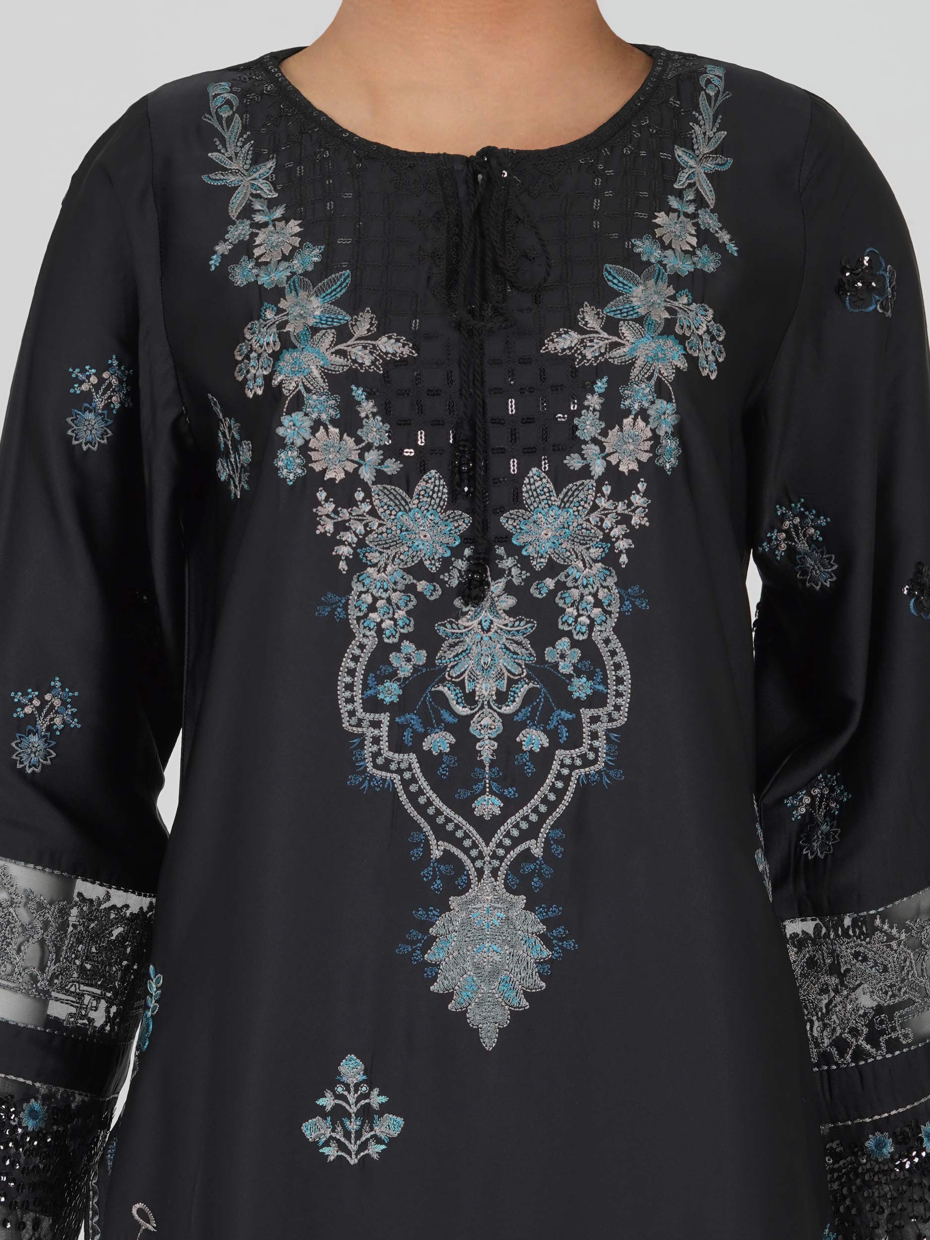 3 Piece Silk Suit- Embroidered (Pret)