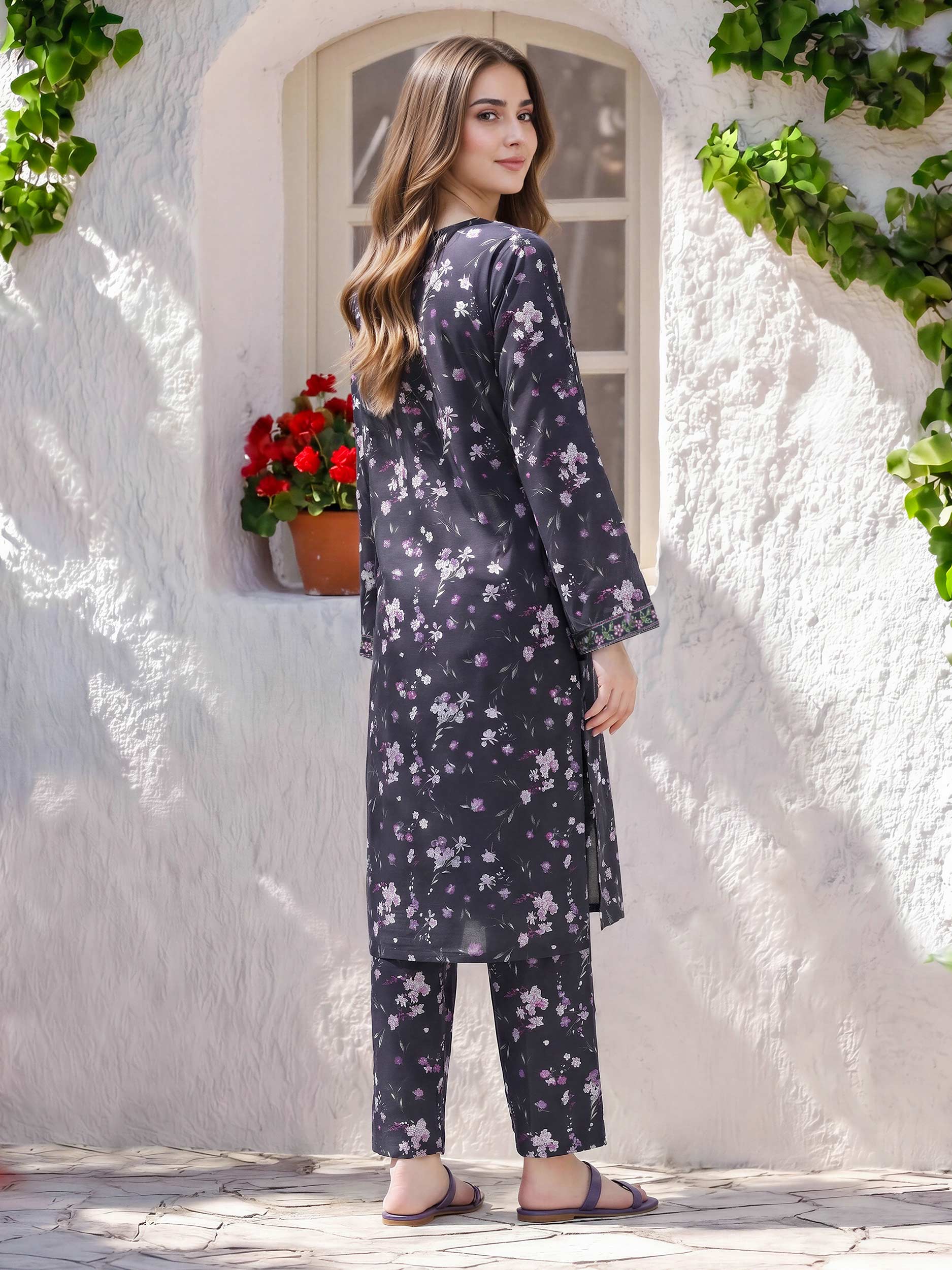 2 Piece Viscose Cotton Suit- Embroidered (Pret)
