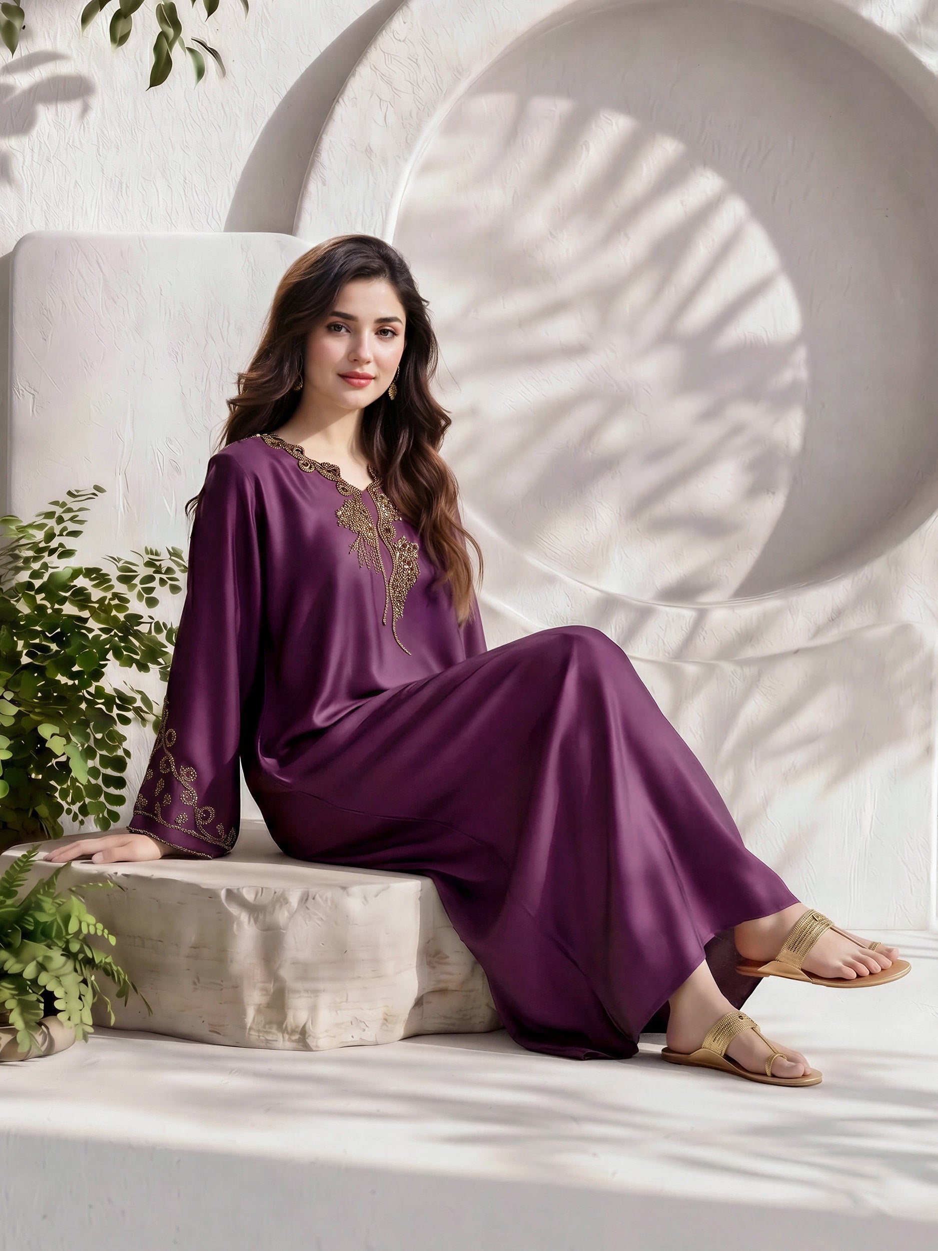 Silk Kaftan- Embellished (Pret)