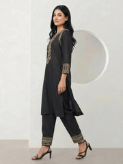 2 Piece Viscose Glitter Suit- Embroidered (Pret)