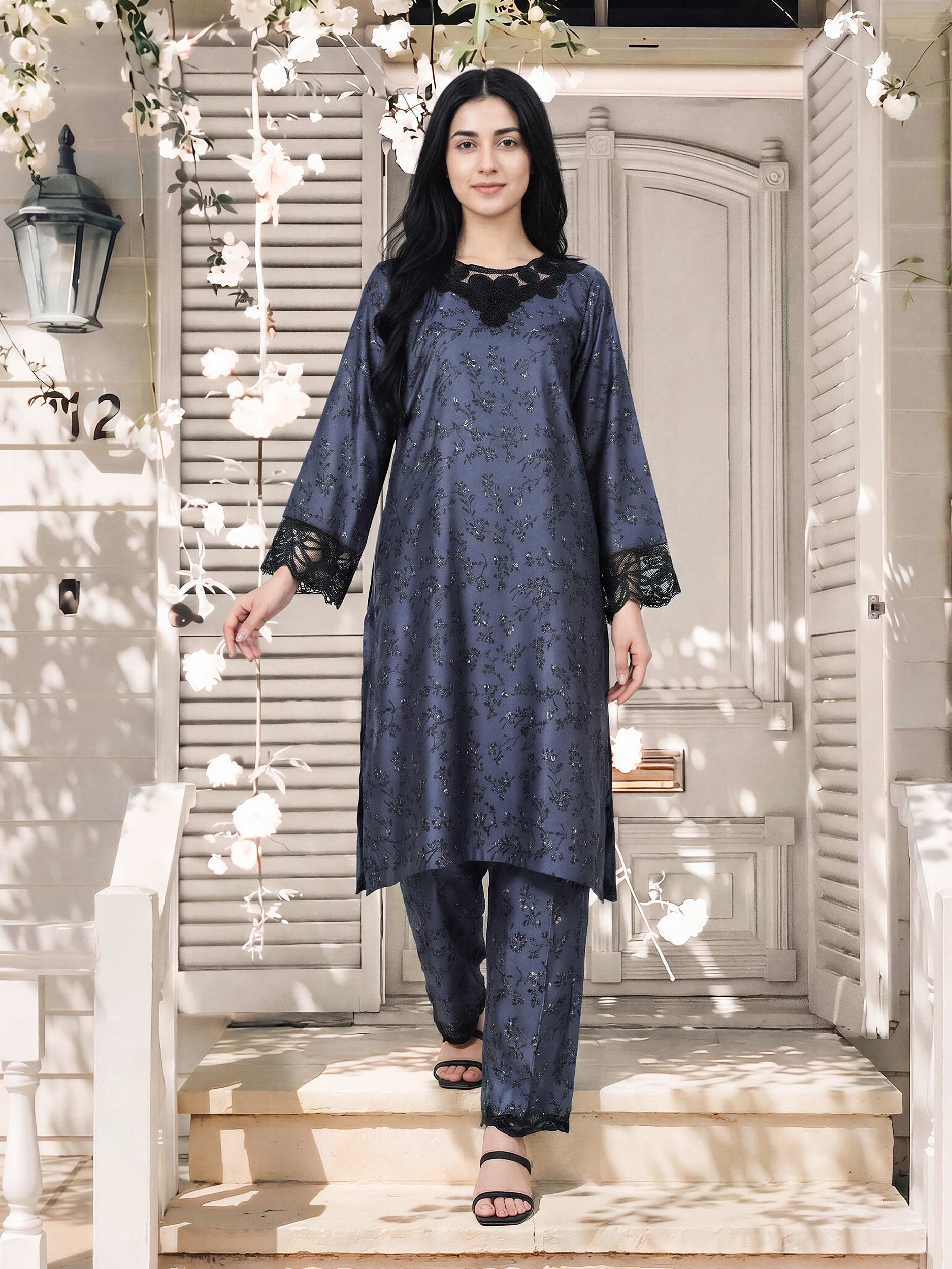 2 Piece Silk Suit- Embroidered (Pret)