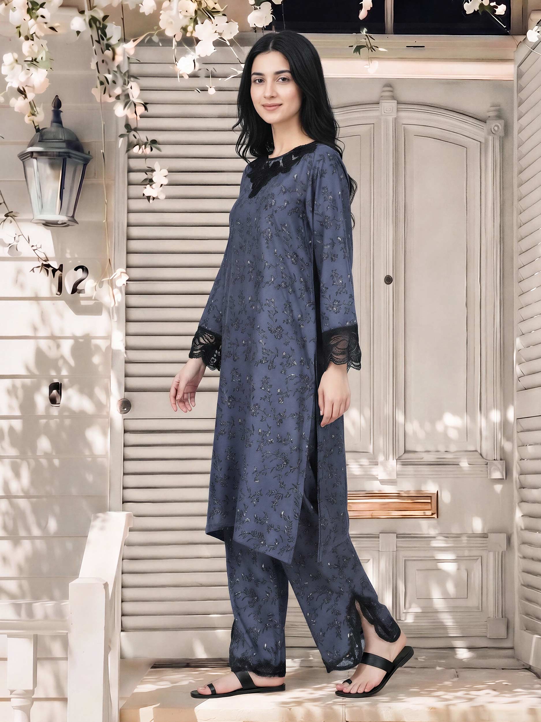 2 Piece Silk Suit- Embroidered (Pret)