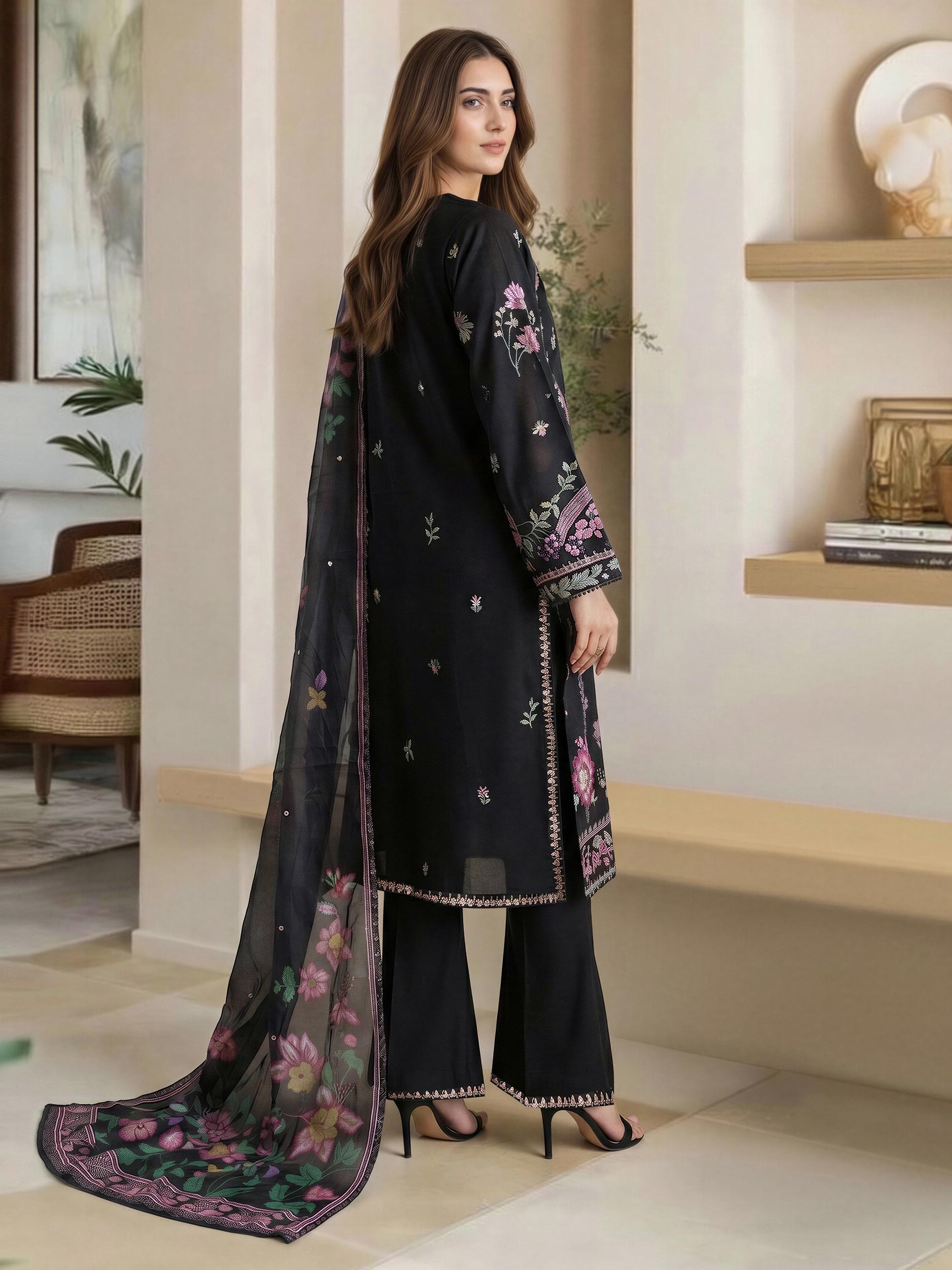 3 Piece Lawn Suit- Embroidered (Pret)