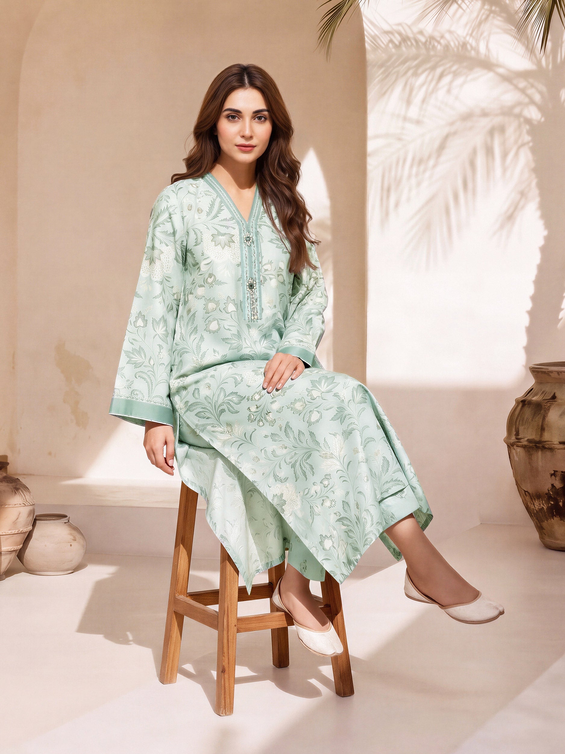 2 Piece Silk Suit- Embellished (Pret)