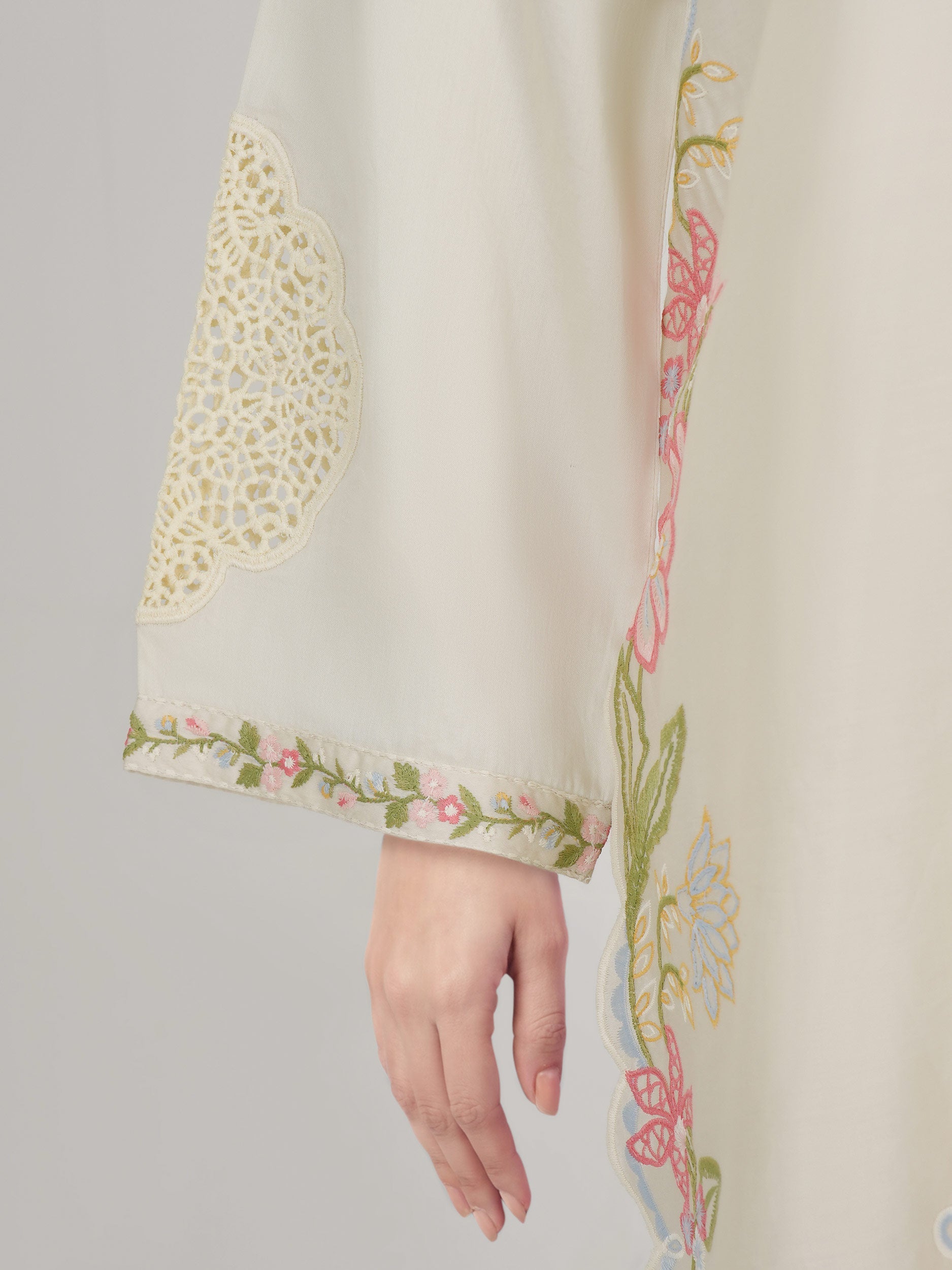 2 Piece Satin Suit- Embroidered (Pret)