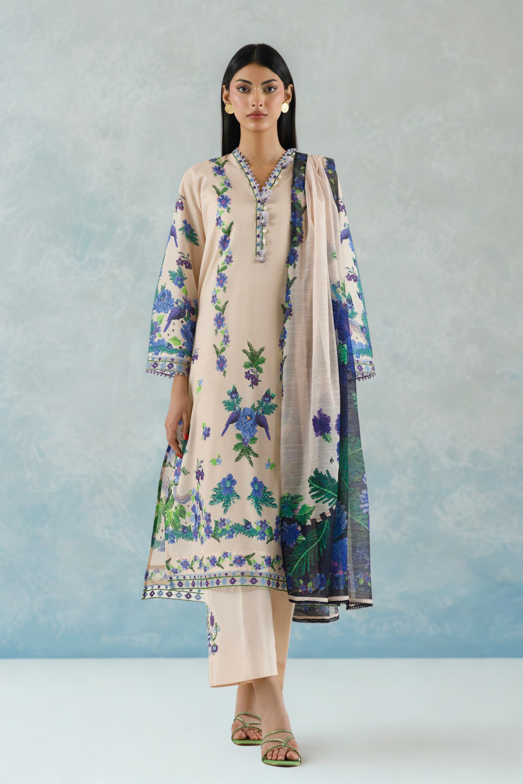 Stitched Embroidered Muzlin Suit