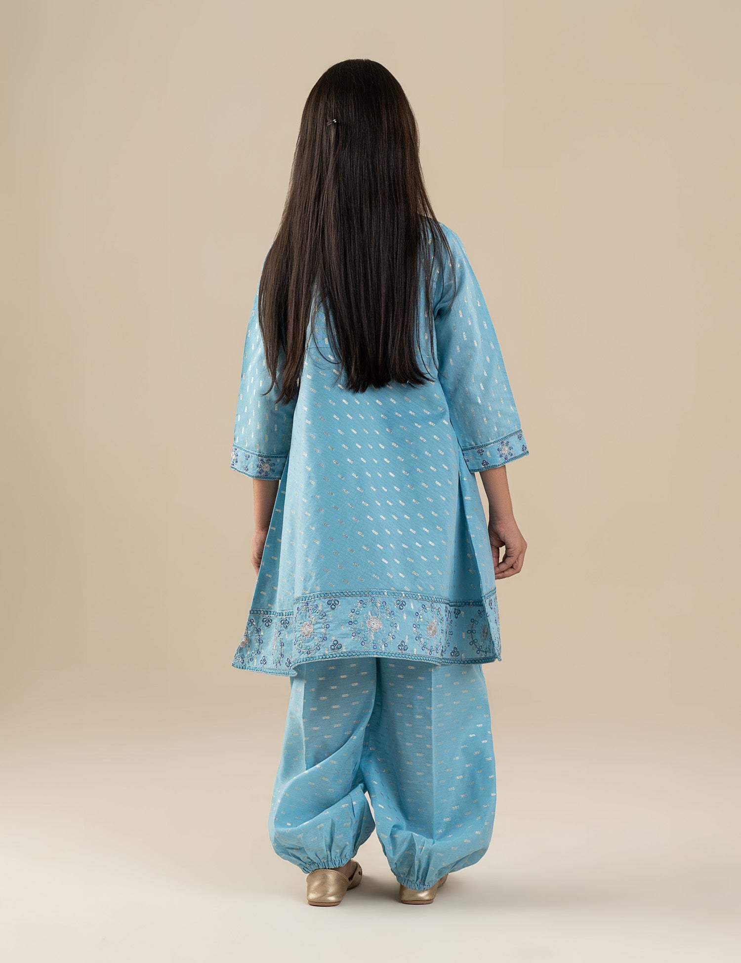 2 PIECE EMBROIDERED PEPLUM SUIT