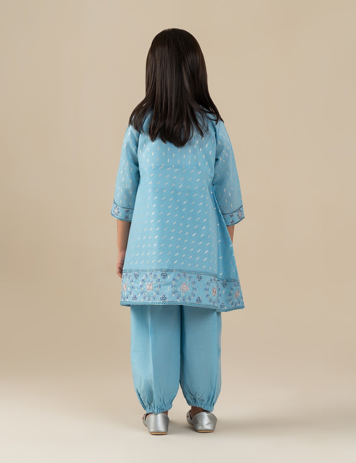 2 PIECE EMBROIDERED PEPLUM SUIT