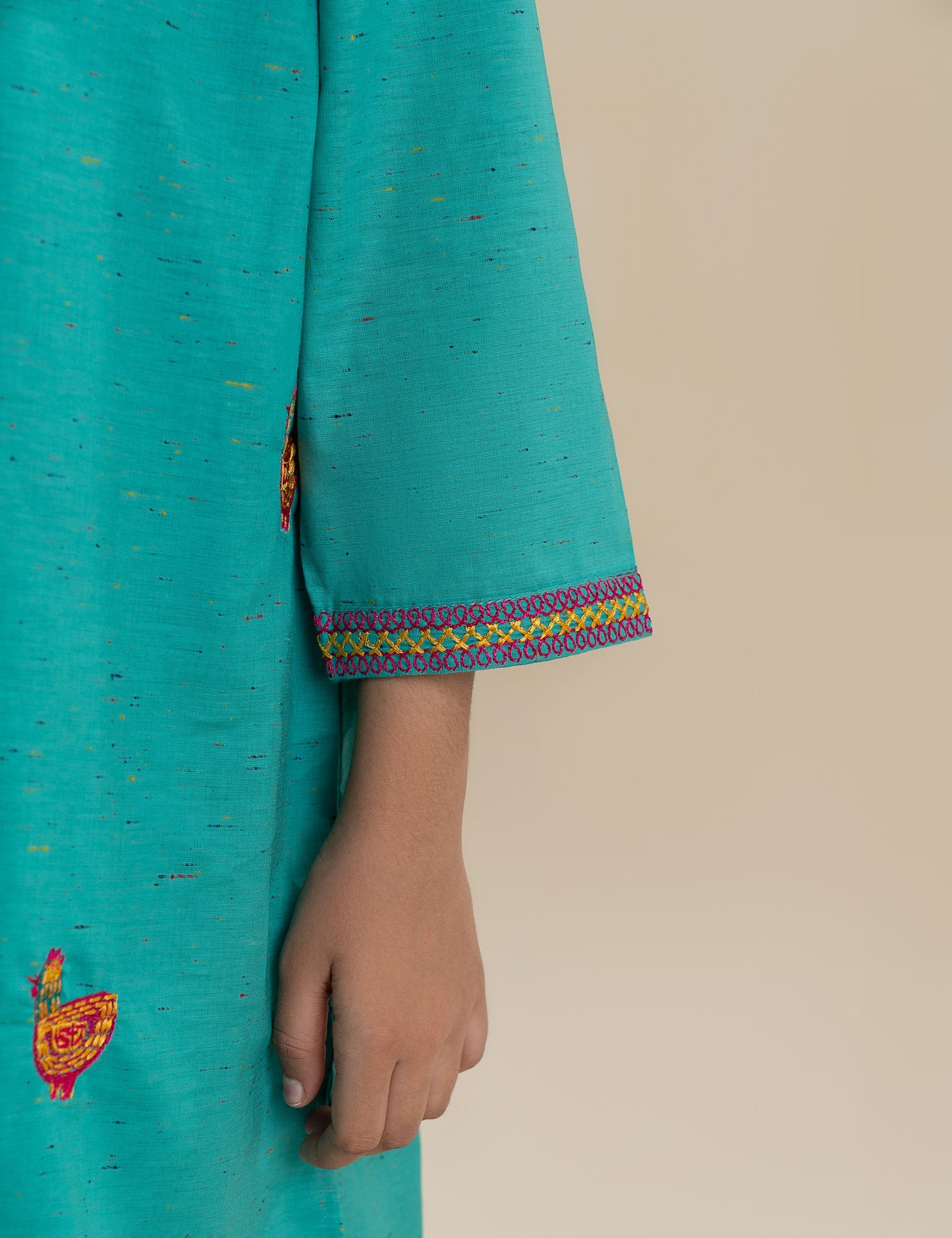 2 PIECE CHICKEN EMBROIDERED SUIT