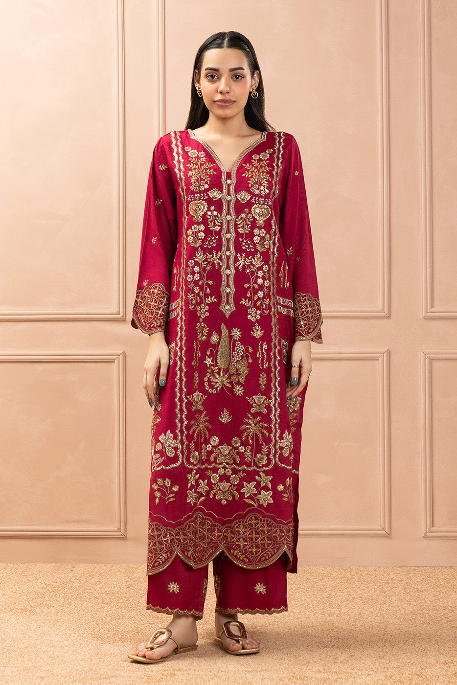 2 PIECE EMBROIDERED RAW SILK SUIT (LUXURY PRET)