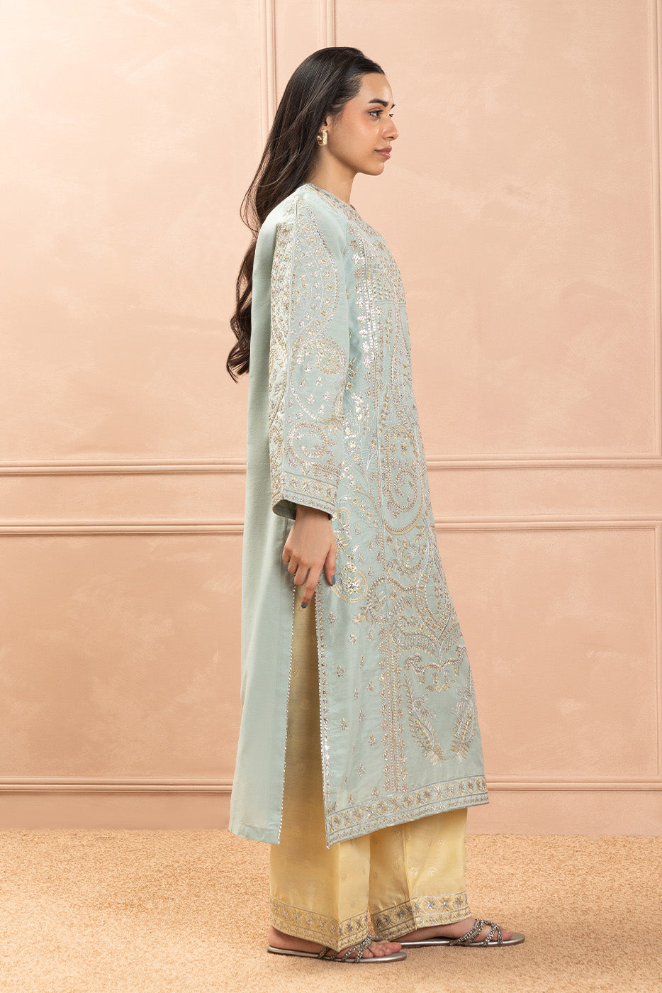 2 PIECE EMBROIDERED TWO TONE SUIT (LUXURY PRET)