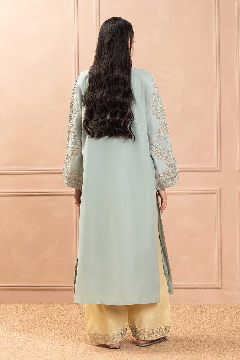 2 PIECE EMBROIDERED TWO TONE SUIT (LUXURY PRET)