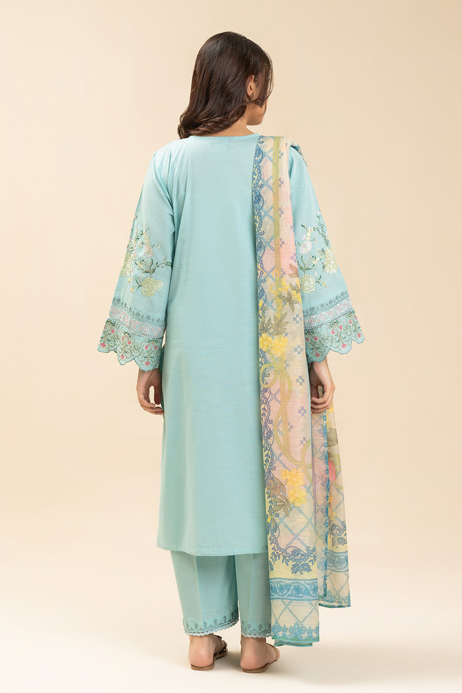 3 PIECE EMBROIDERED SLUB SUIT (PRET)