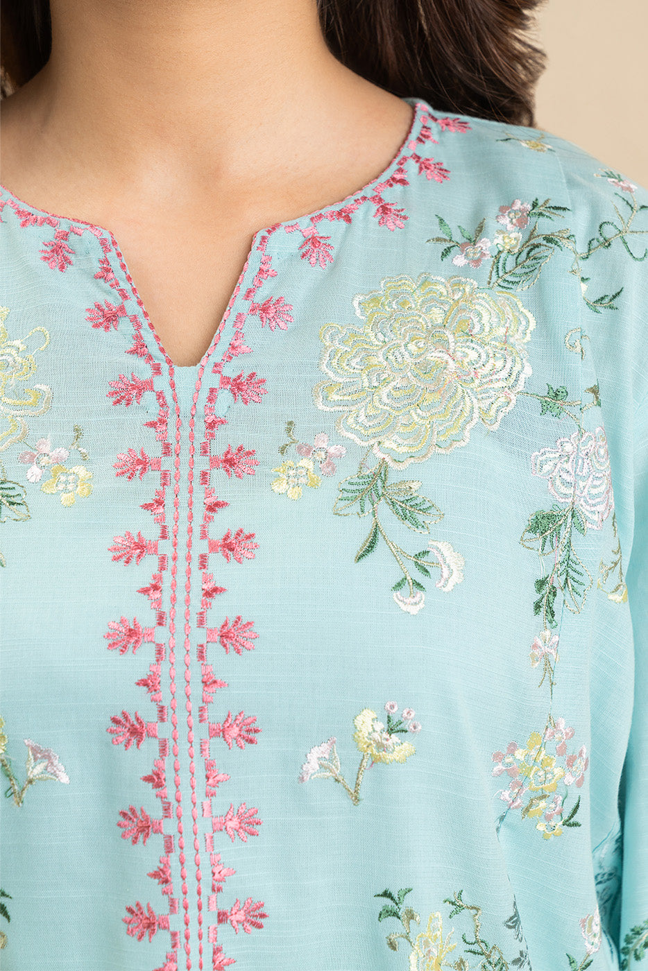 3 PIECE EMBROIDERED SLUB SUIT (PRET)