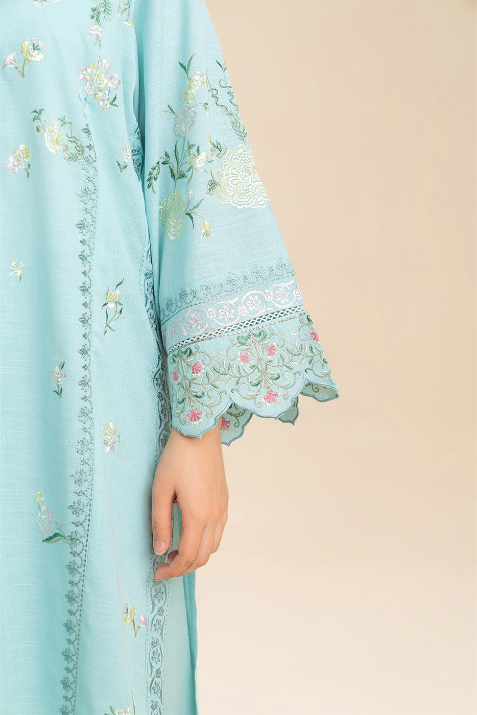 3 PIECE EMBROIDERED SLUB SUIT (PRET)