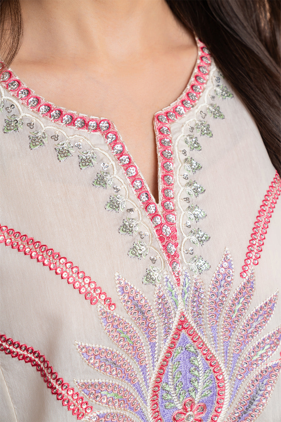 2 PIECE EMBROIDERED TWO TONE SUIT (LUXURY PRET)