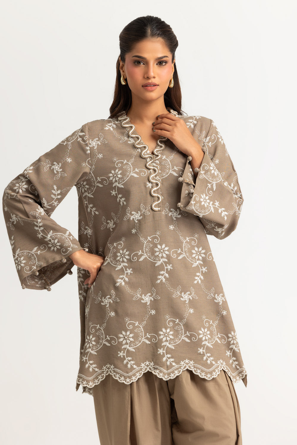 Blended Embroidered Shirt And Dyed Shalwar