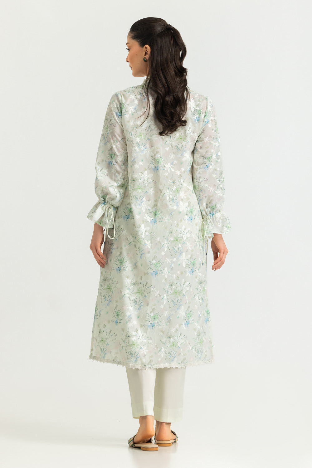 Blended Printed Shirt With Embroidered And Dyed Trouser