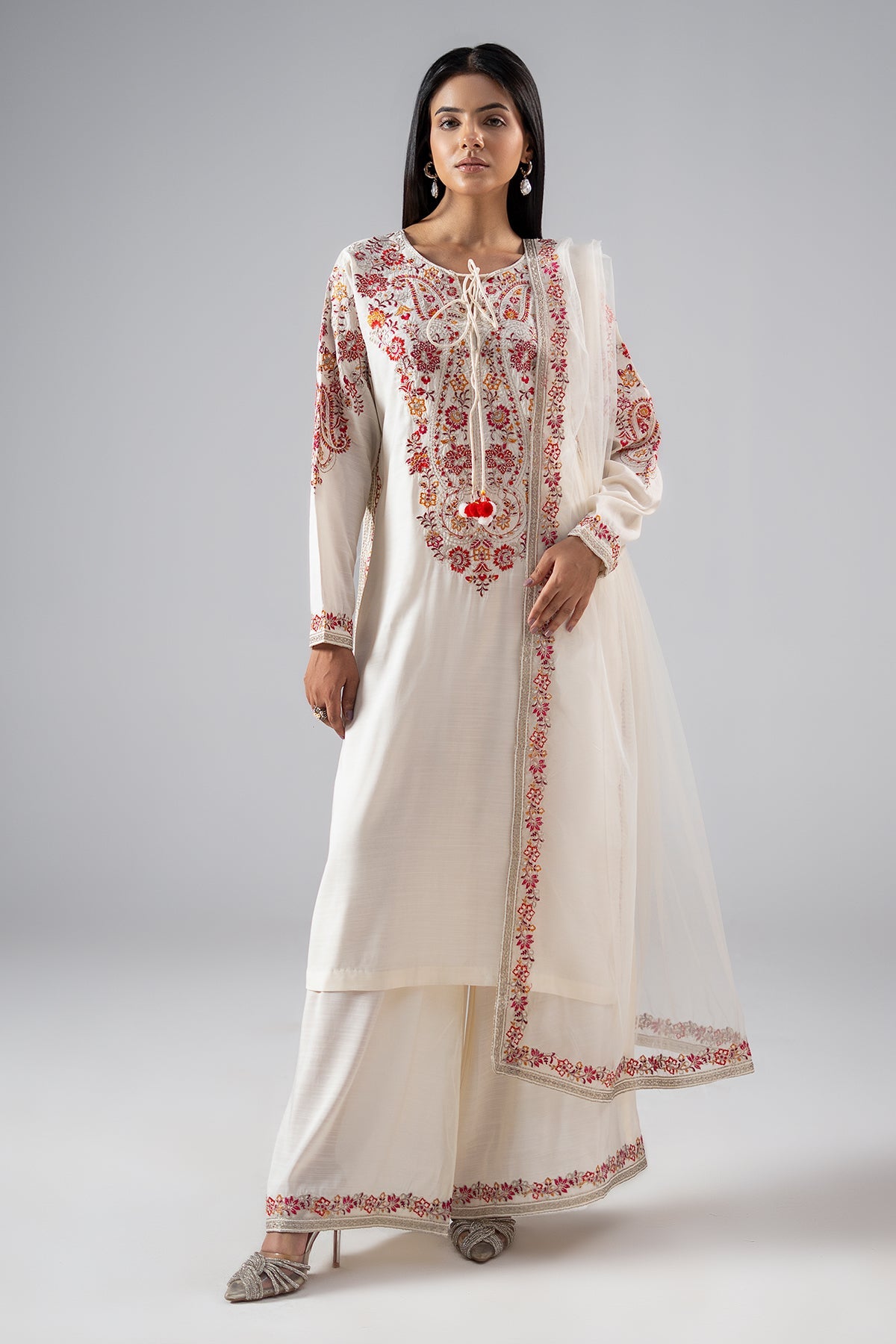 3-PC Embroidered Raw-Silk CMA-6-315