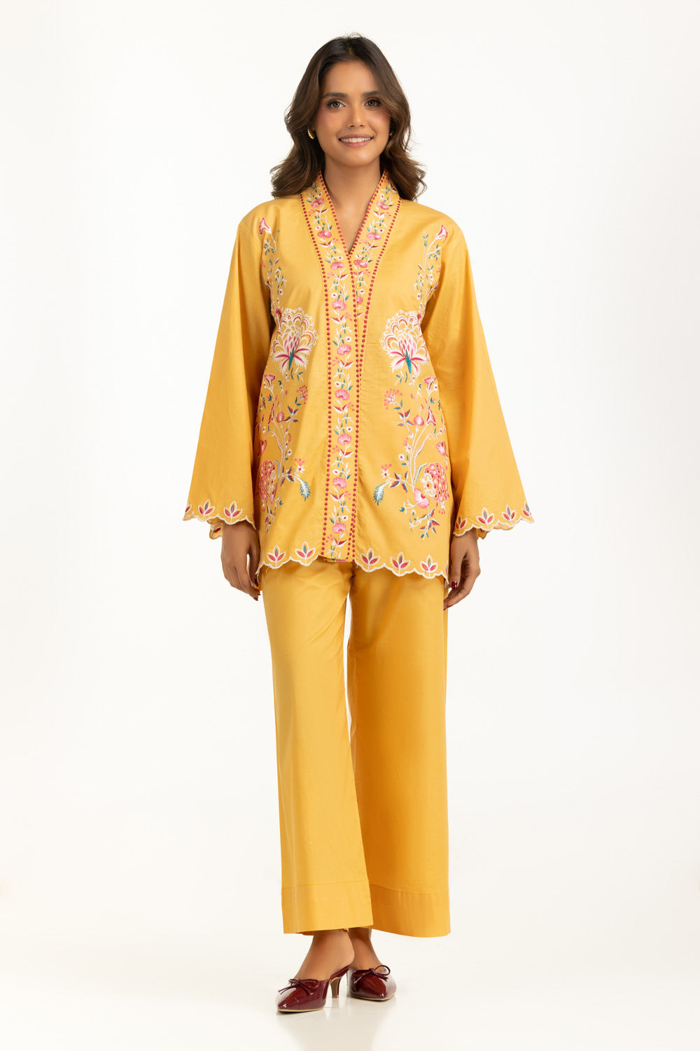 Cambric Embroidered Co-Ord Set