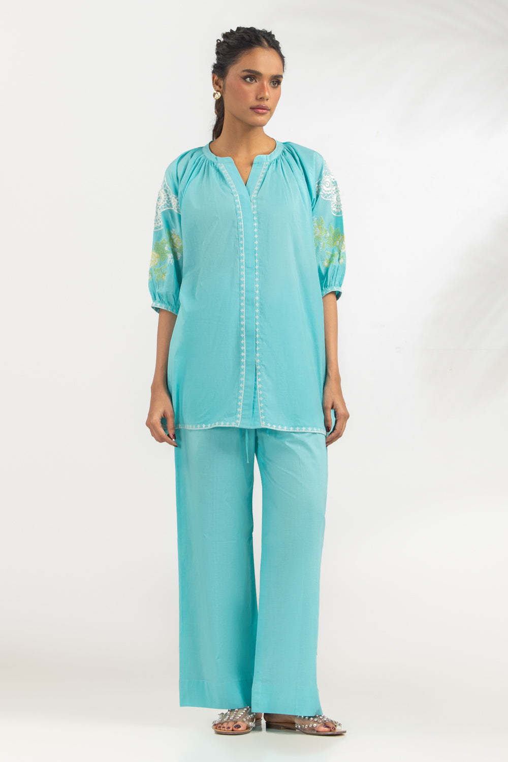 Cambric Embroidered Co-Ord Set