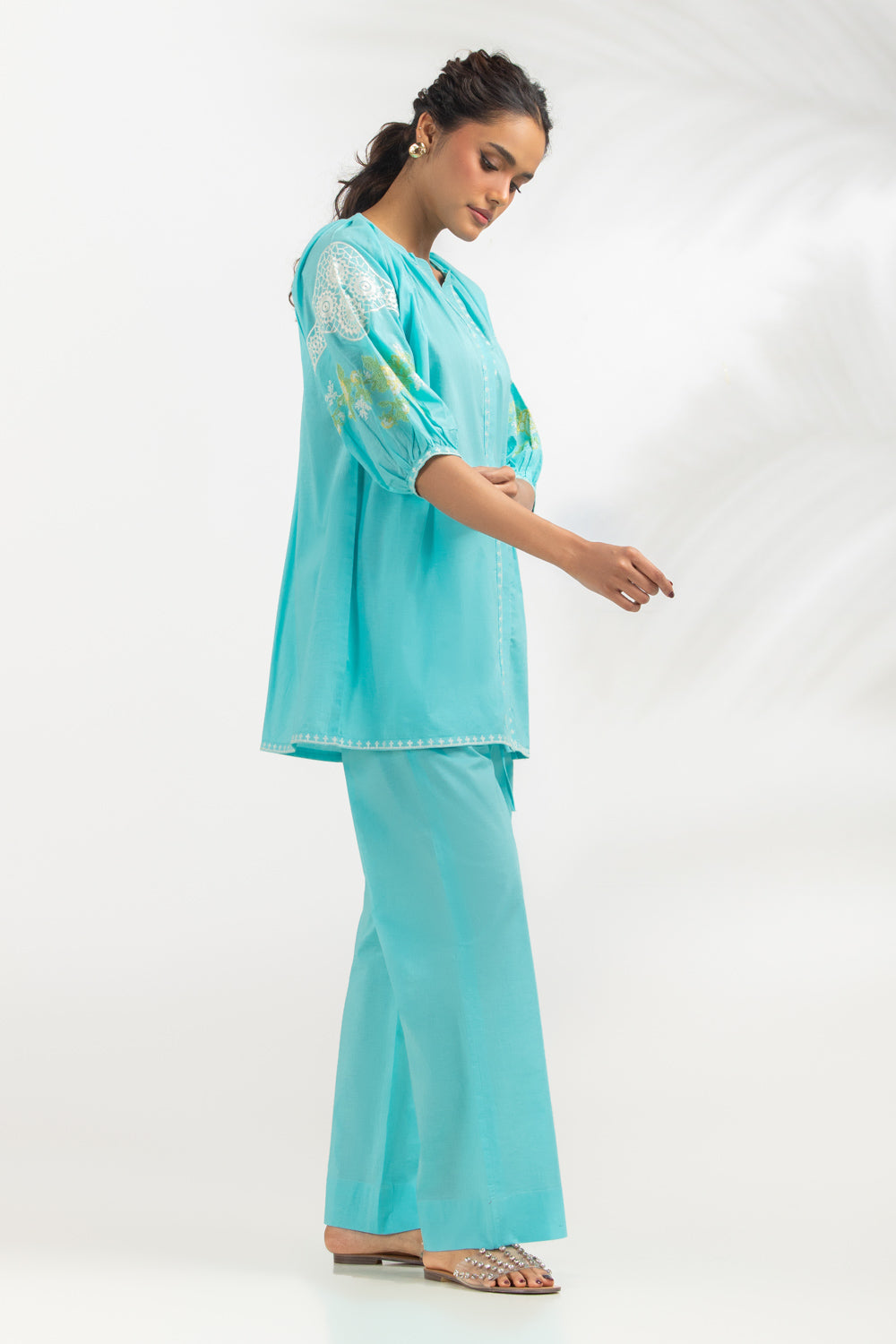 Cambric Embroidered Co-Ord Set