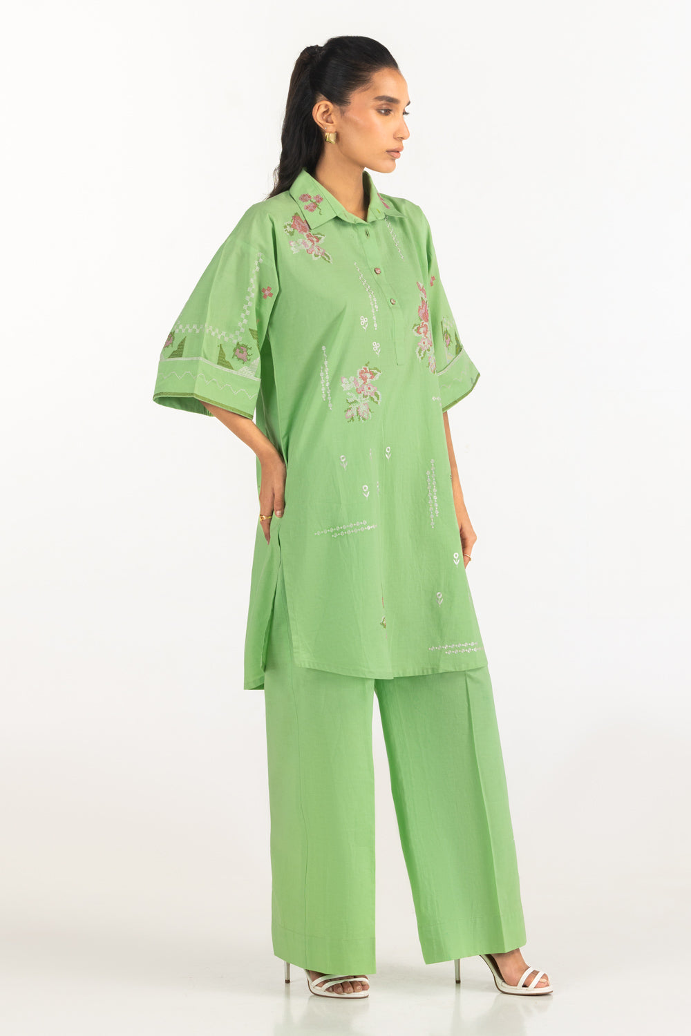 Cambric Embroidered Co-Ord Set