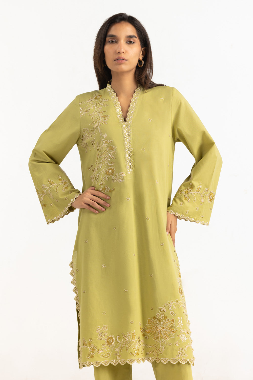 Cambric Embroidered Co-Ord Set