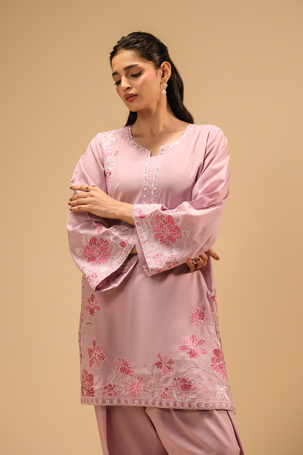 Cambric Embroidered Co-Ord Set