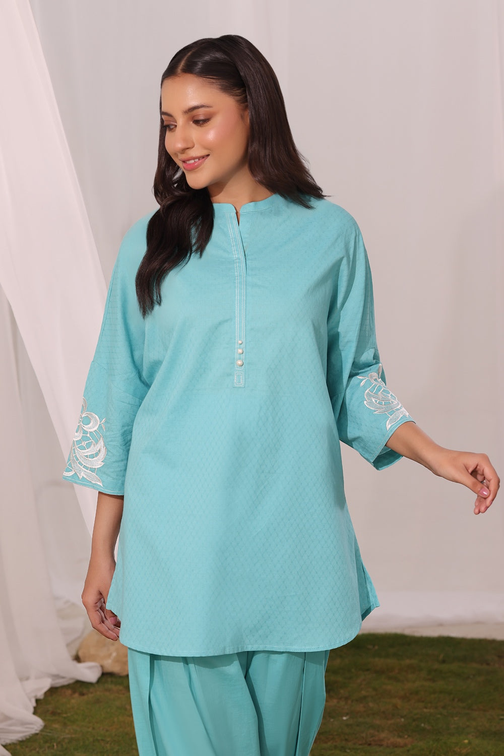 Cambric Embroidered Co-Ord Set
