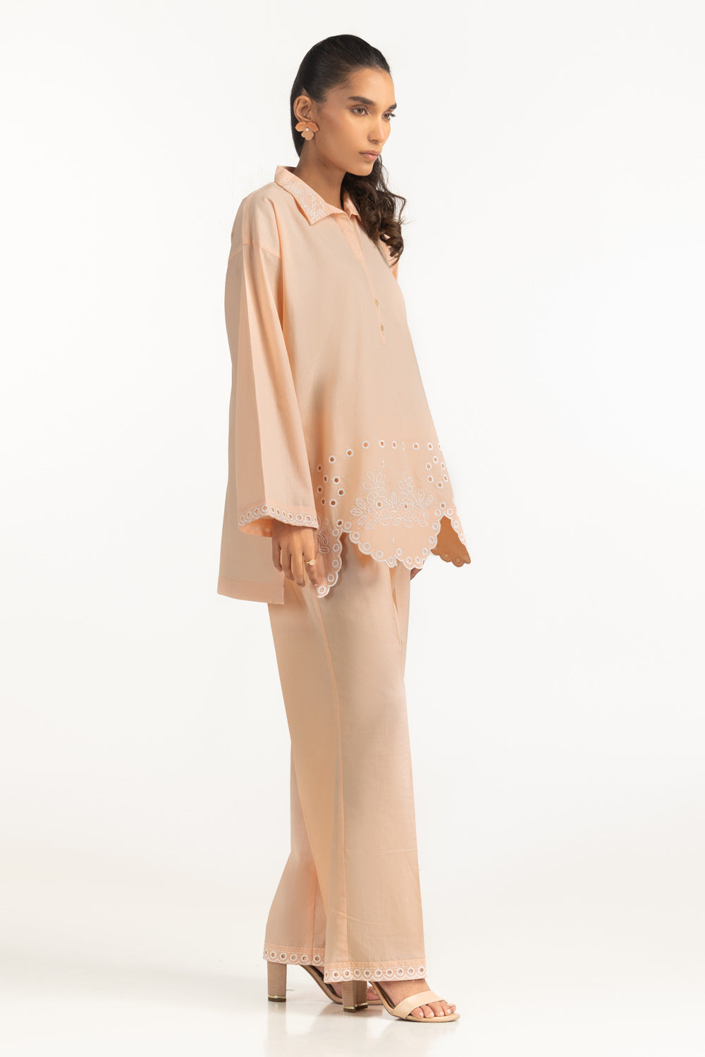 Cambric Embroidered Co-Ord Set