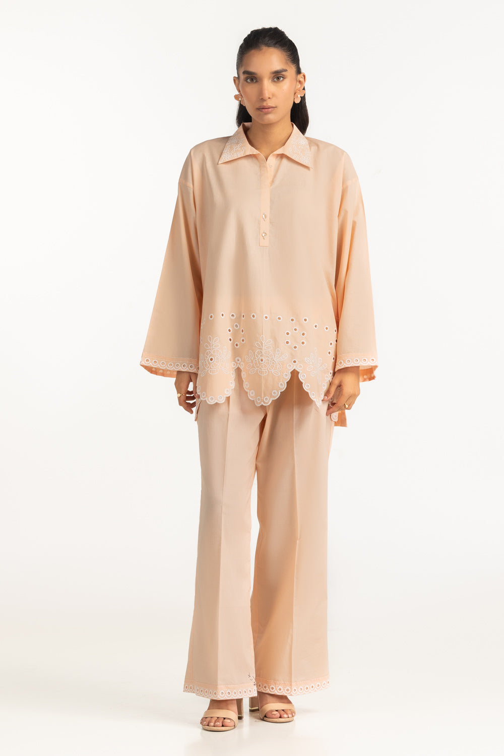 Cambric Embroidered Co-Ord Set
