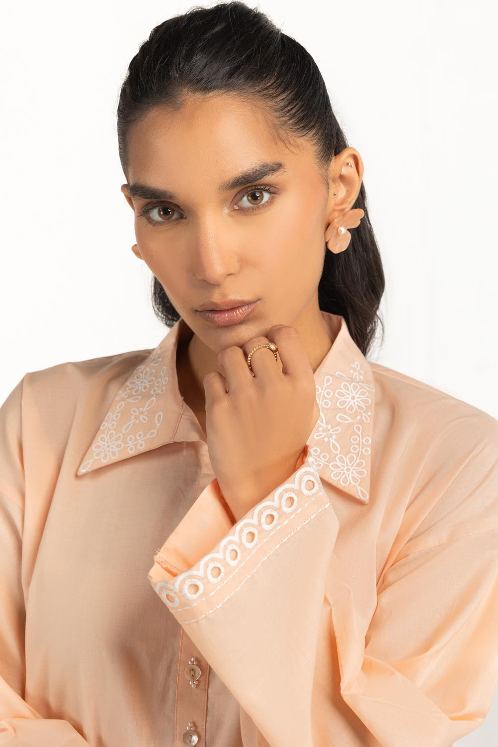 Cambric Embroidered Co-Ord Set