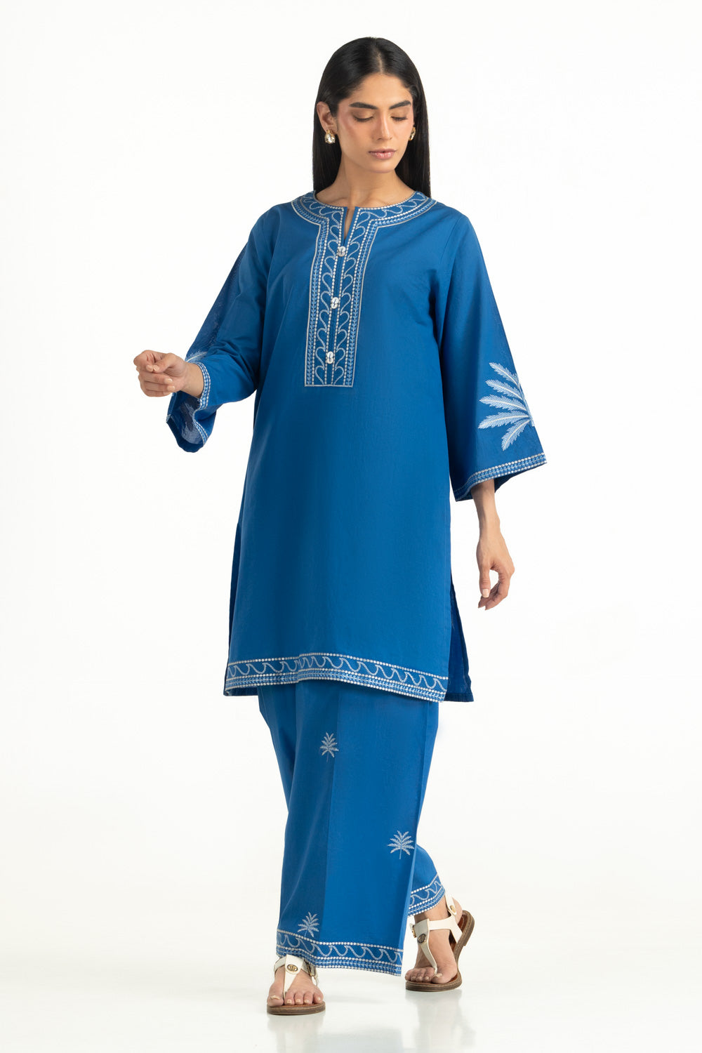 Cambric Embroidered Co-Ord Set