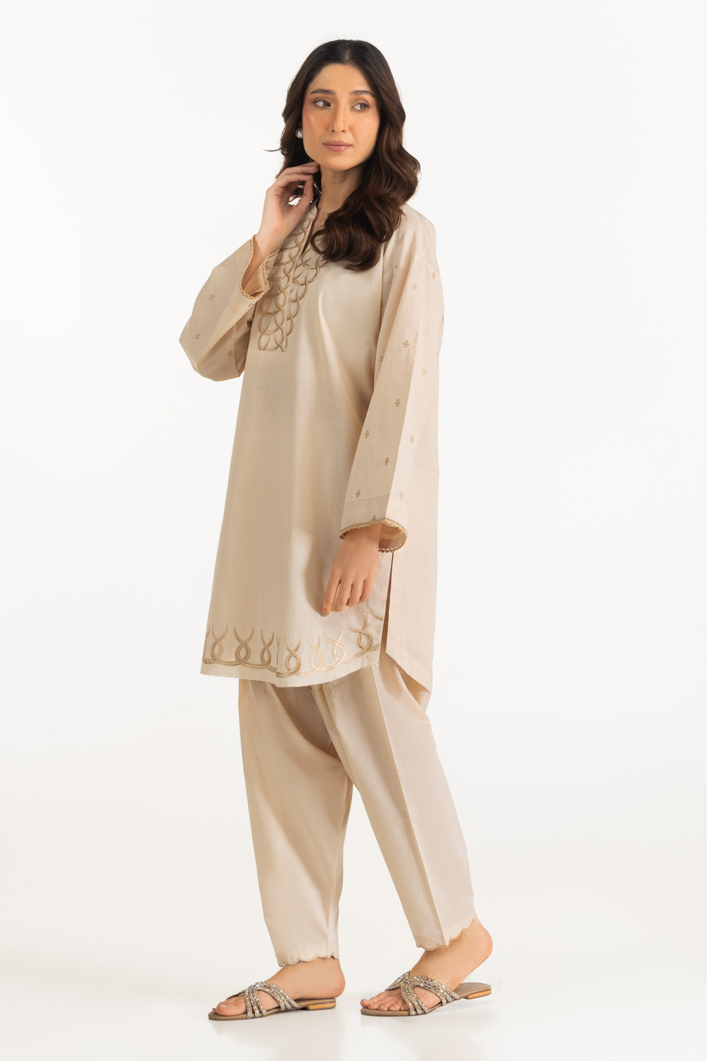 Cambric Embroidered Co-Ord Set
