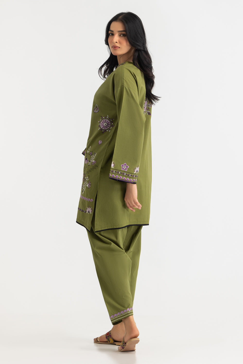 Cambric Embroidered Co-Ord Set