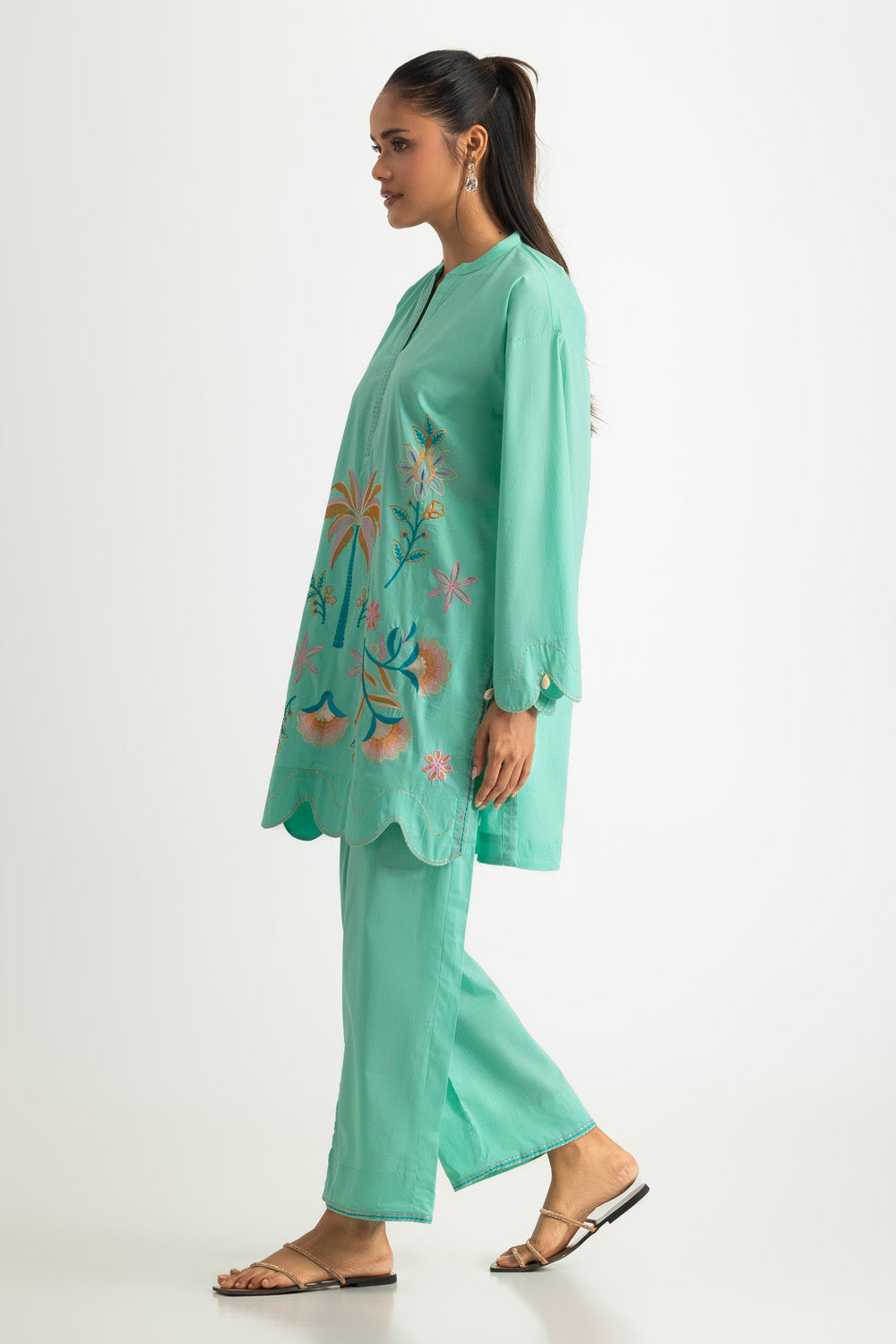 Cambric Embroidered Co-Ord Set