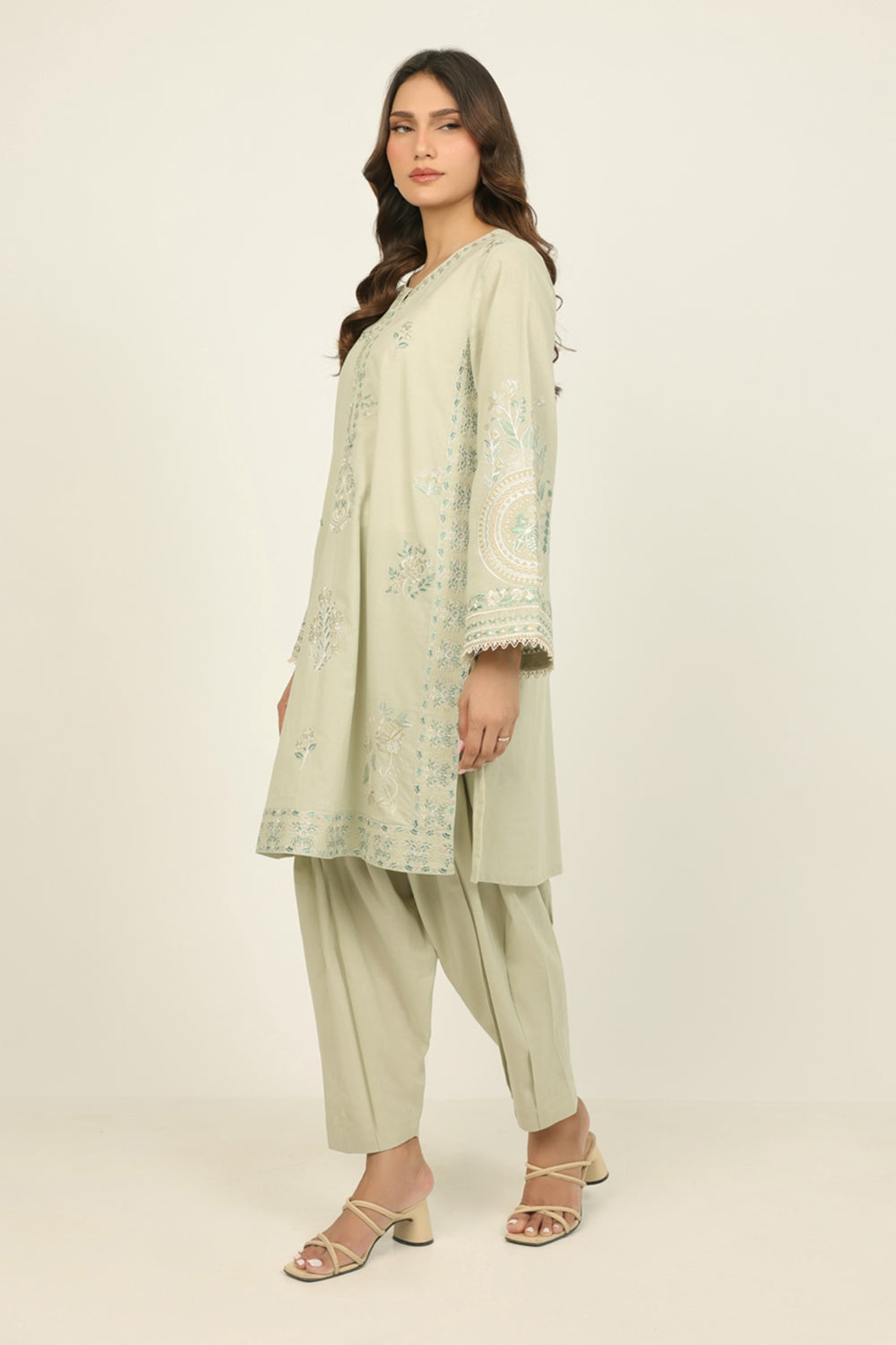 Cambric Embroidered Co-Ord Set