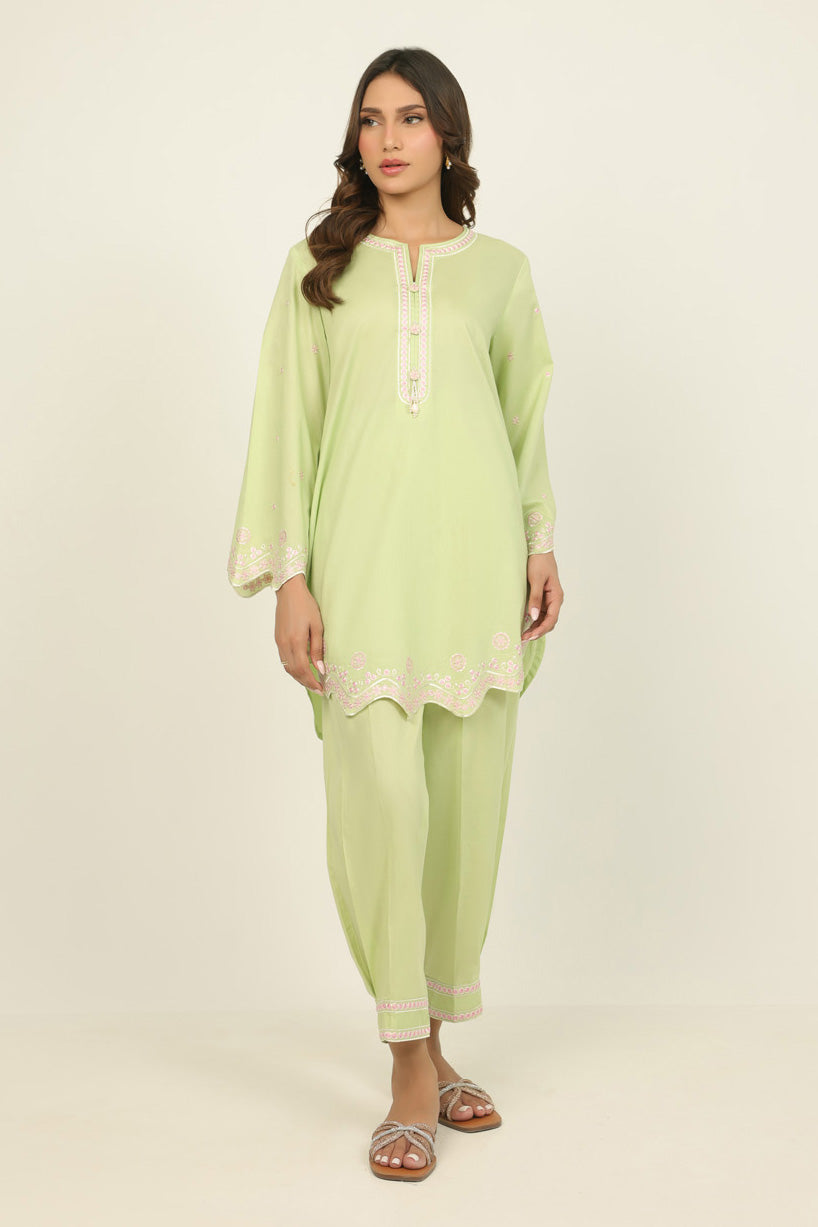 Cambric Embroidered Co-Ord Set