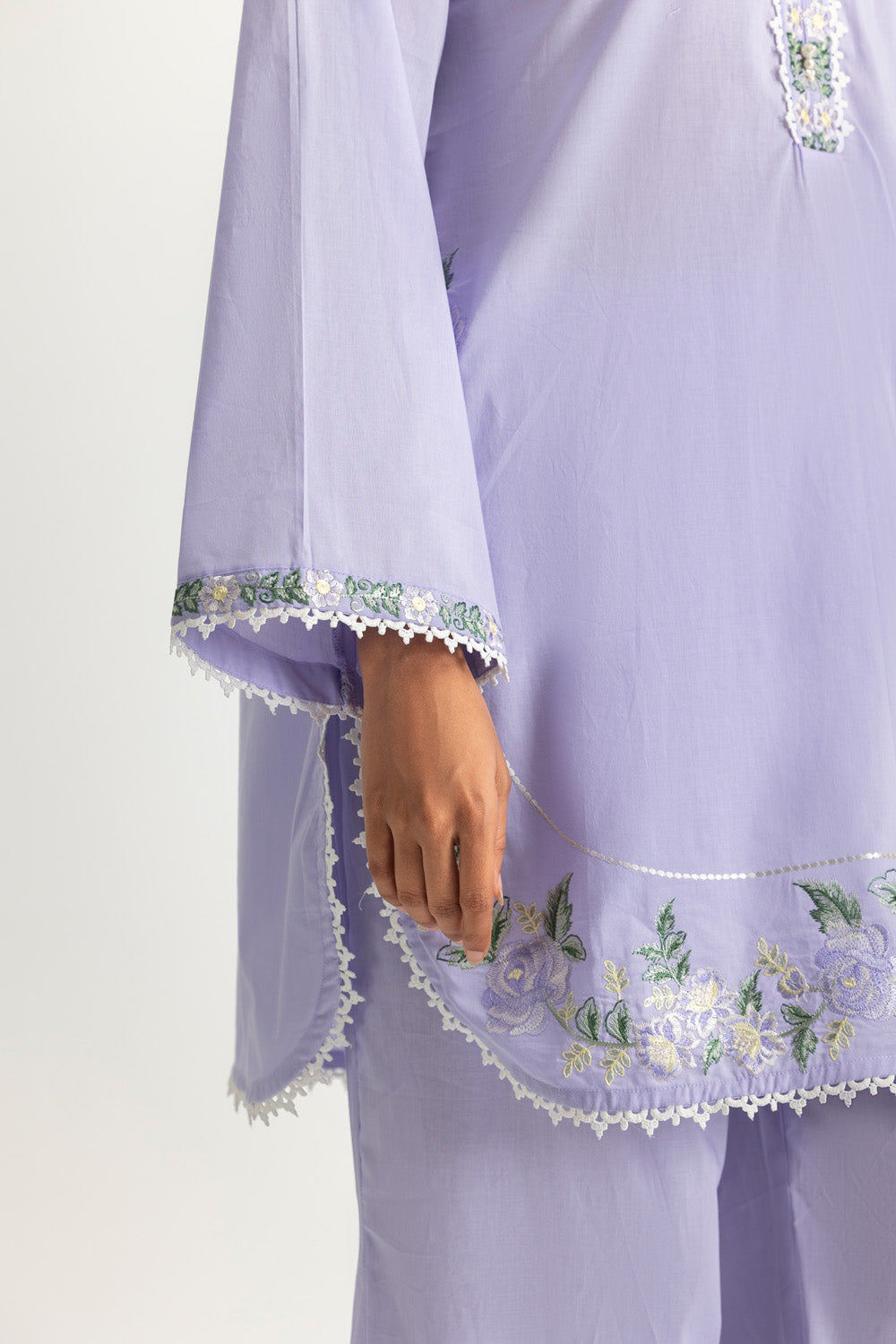 Cambric Embroidered Co-Ord Set