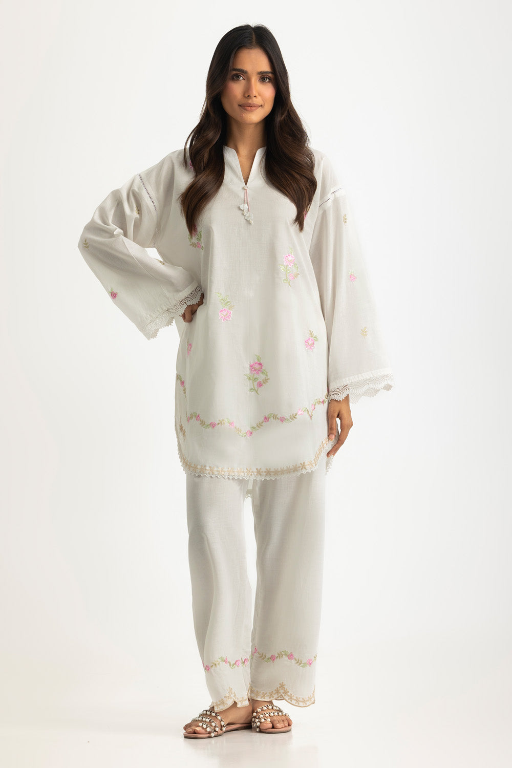 Cambric Embroidered Co-Ord Set