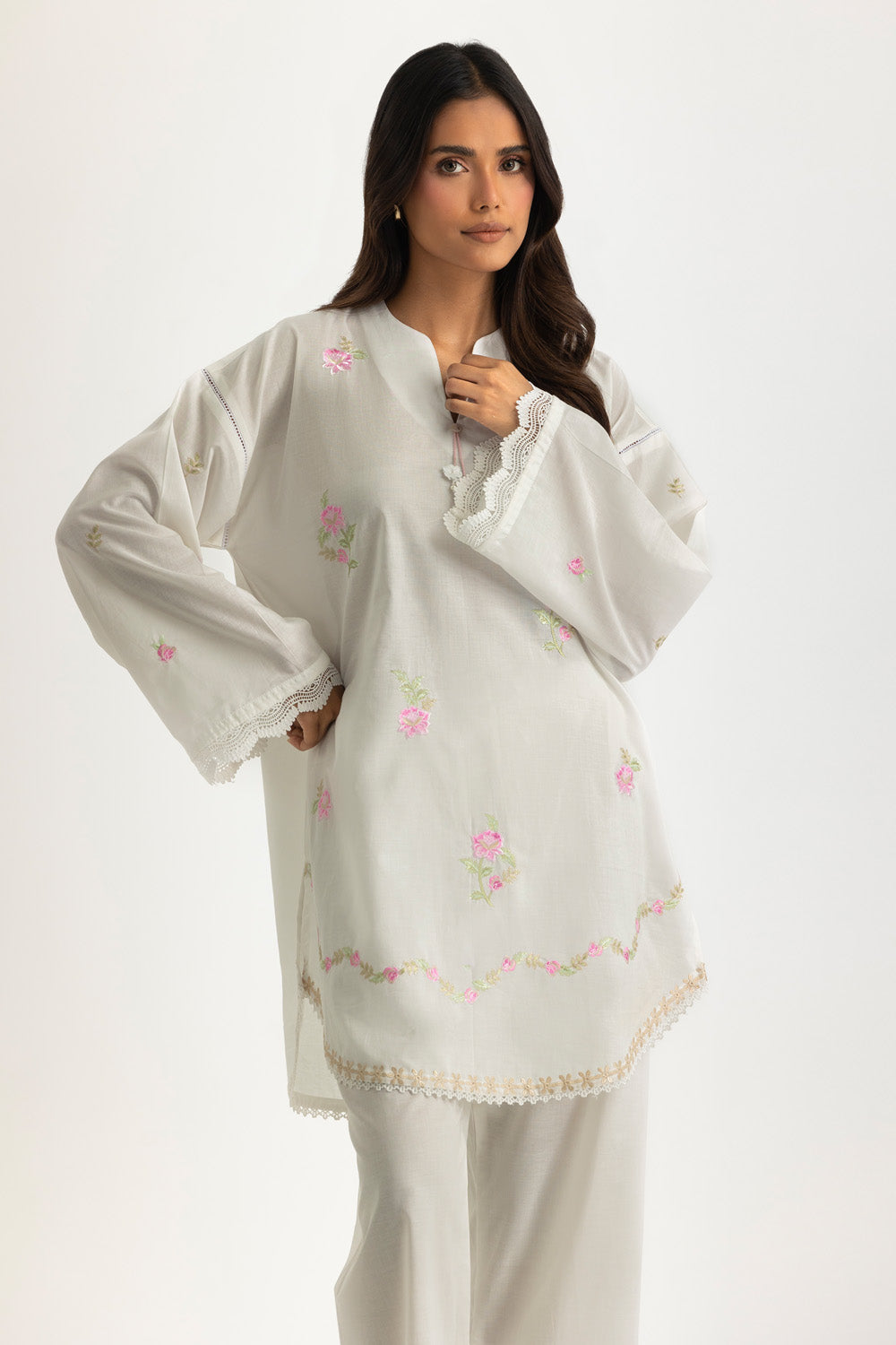 Cambric Embroidered Co-Ord Set