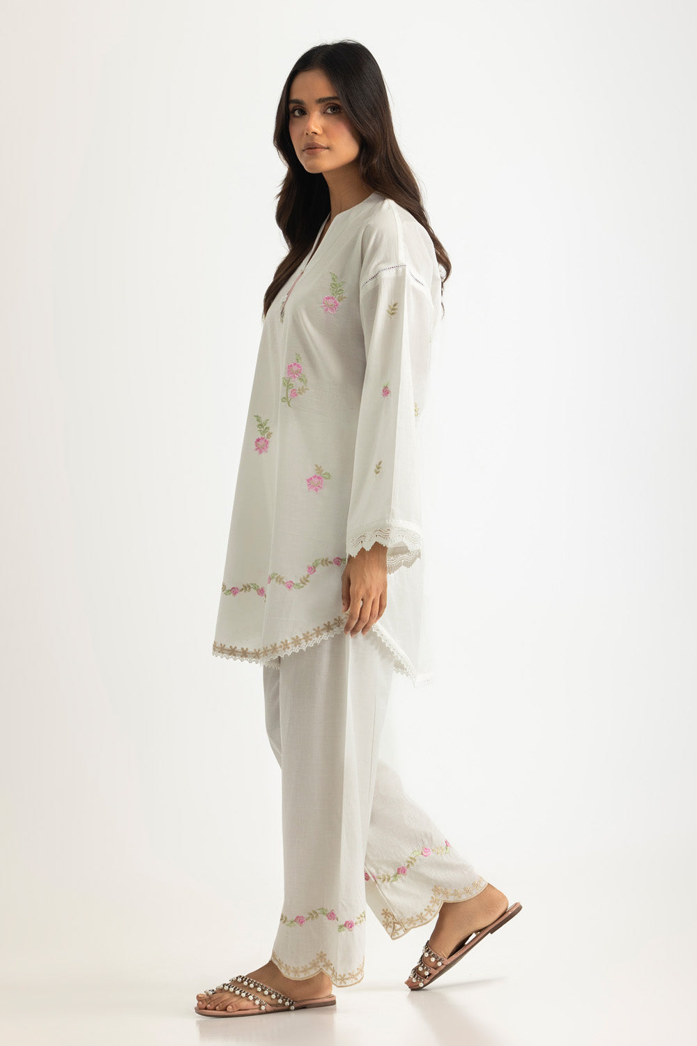 Cambric Embroidered Co-Ord Set