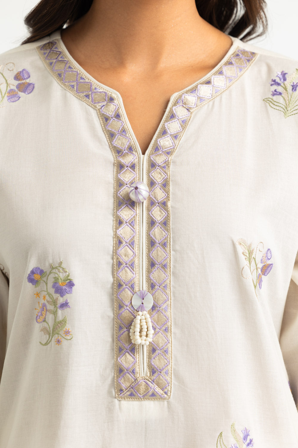 Cambric Embroidered Co-Ord Set