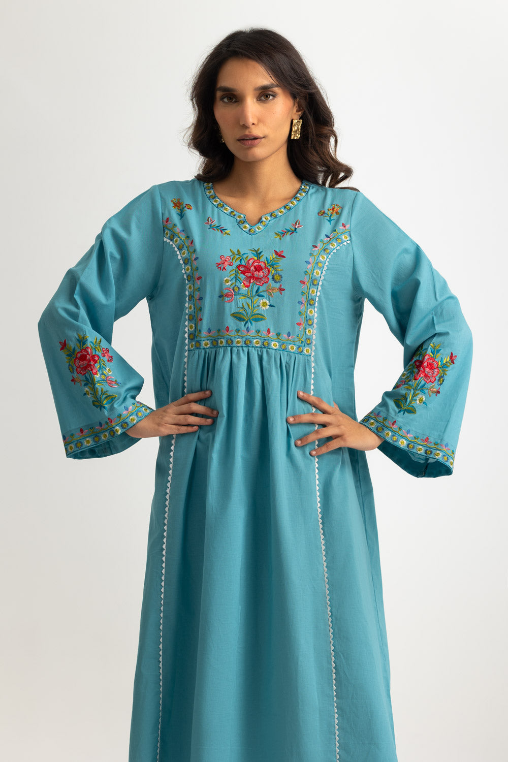 Cambric Embroidered Co-Ord Set